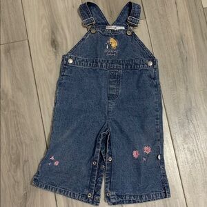 5️⃣ Disney Blue Denim Overalls with Winnie Pooh Embroidery